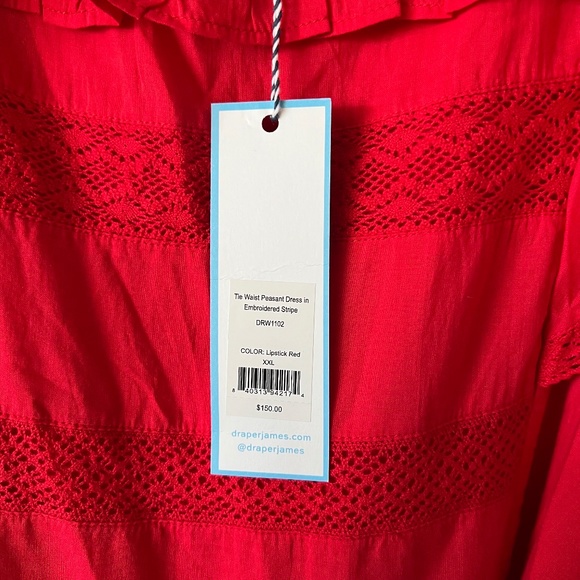 Draper James Red Tie Waist Peasant Dress NWT size XXL - Picture 8 of 16